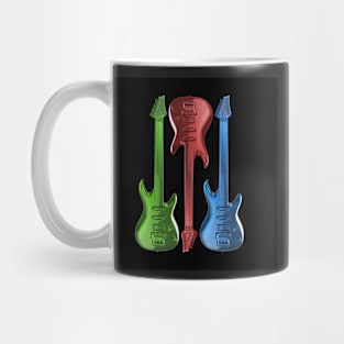 Three colourful rock guitars with high gloss reflection. Mug